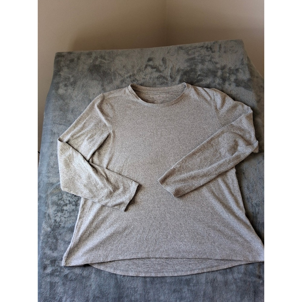 American Eagle Soft & Sexy Plush Long Sleeve Top Heather Grey Crew Neck Large